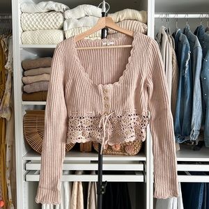Crochet long sleeves crop top from Revolve